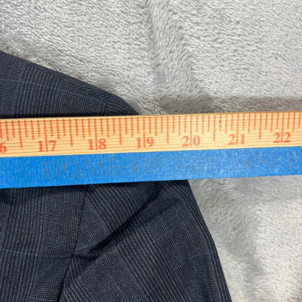 C&R Clothiers Blazer Mens 39S Navy Blue Good Worsted Wool Windowpane USA Made